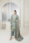 Ice Blue Embroidered 3pc Khaddar Winter Suit SKK3