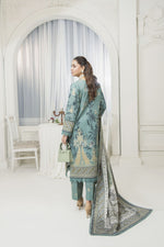 Ice Blue Embroidered 3pc Khaddar Winter Suit SKK3