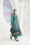 Turquoise Digital Printed Embroidered Khaddar Winter Suit SKK8