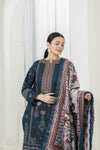 Mist Blue Digital Printed Embroidered Khaddar Winter Suit SKK10