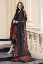 Arwah Embroidered Digital Printed Grip Dress with Velvet Accents AEF7