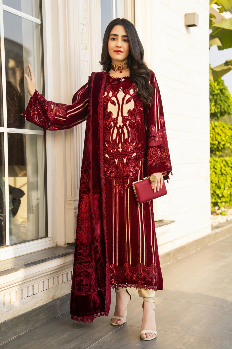 Arwah Velvet Elegance Womenswear Maroon AEF6