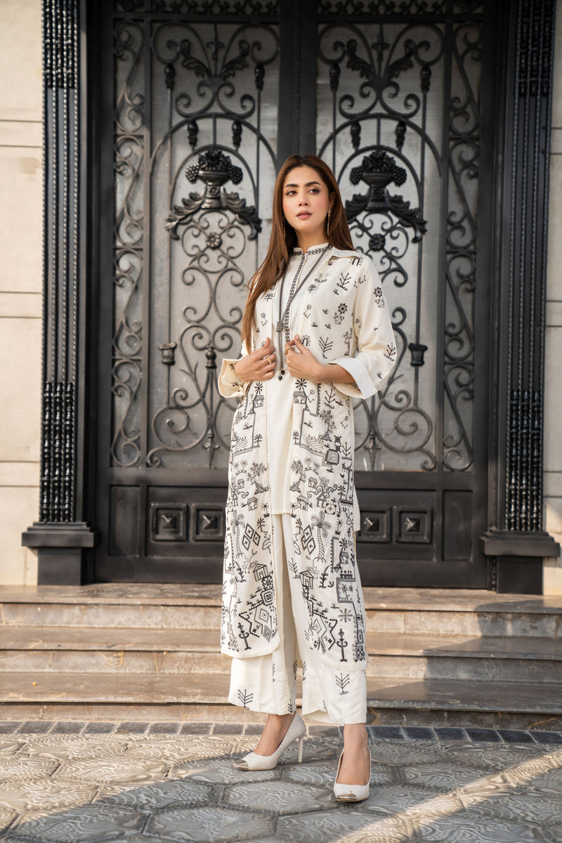 VOGUE VISTAS LINEN EMBROIDERED DRESS BY ZAIWA ZB1