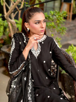 3PC KARANDI EMBROIDERED BLACK DRESS BY MONA AX