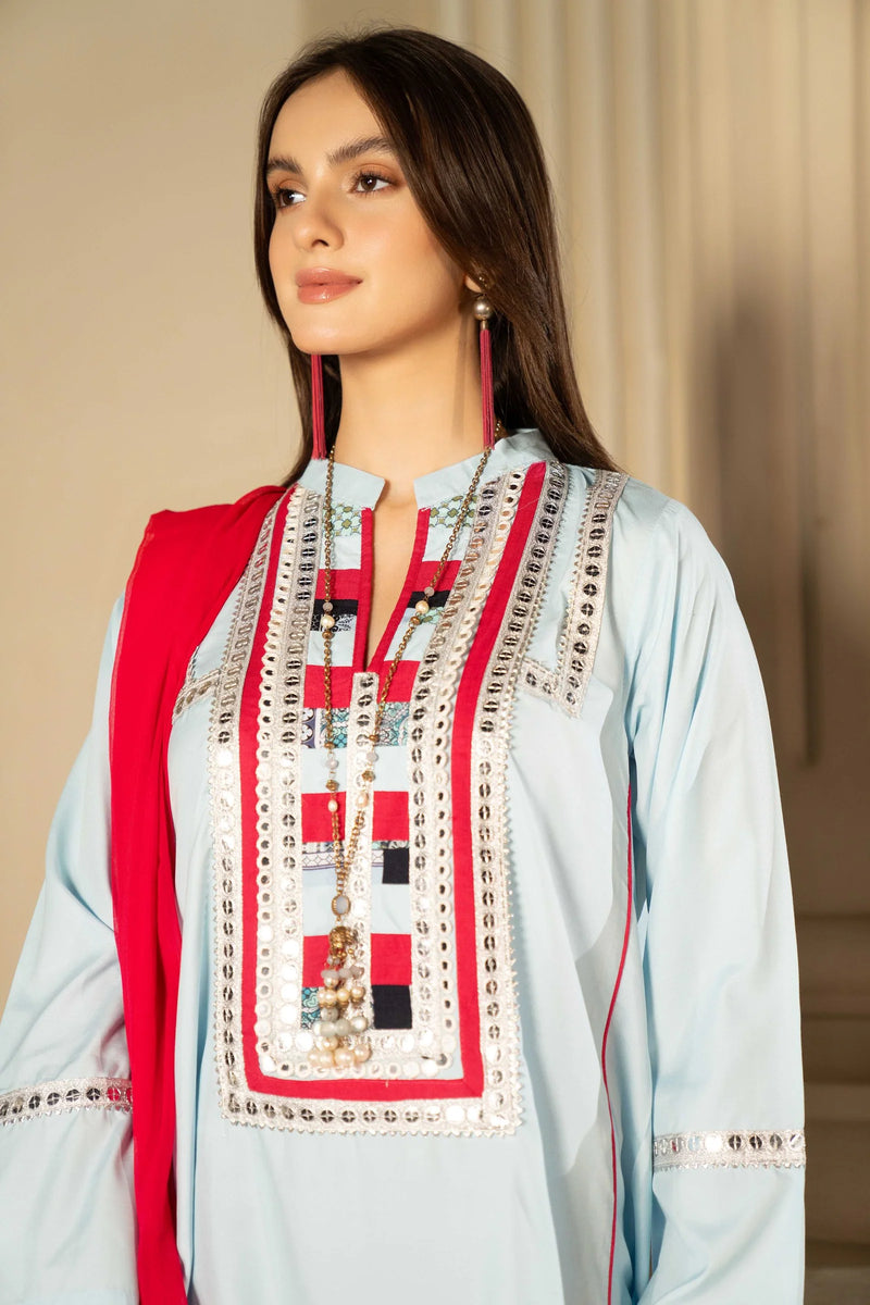 3PC LINEN EMBROIDERED DRESS BY AABPARA 2A