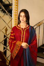 3PC LINEN EMBROIDERED DRESS BY AABPARA 1A