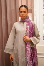 Smoky Amethyst 3pc Embroidered Khaddar Dress by Sahar SW24-7