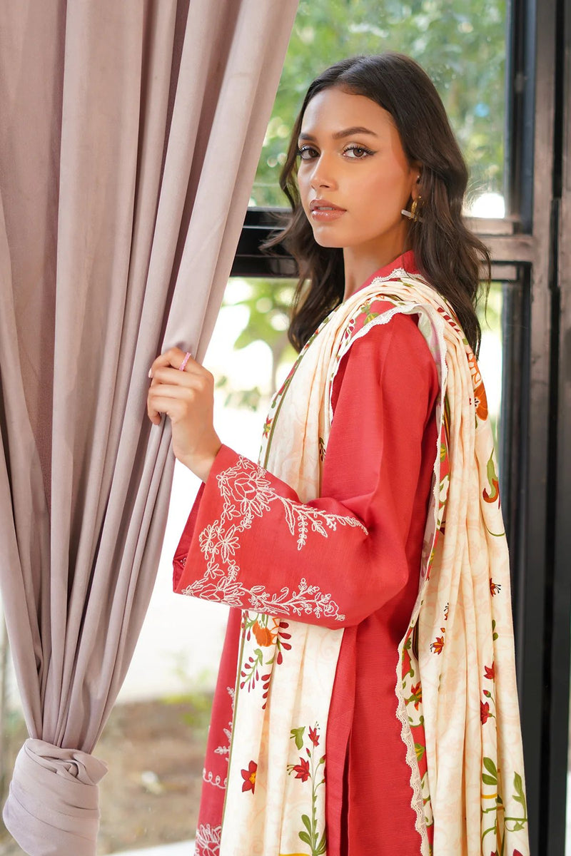 Sunset Rust 3pc Embroidered Khaddar Dress by Sahar SW24-5