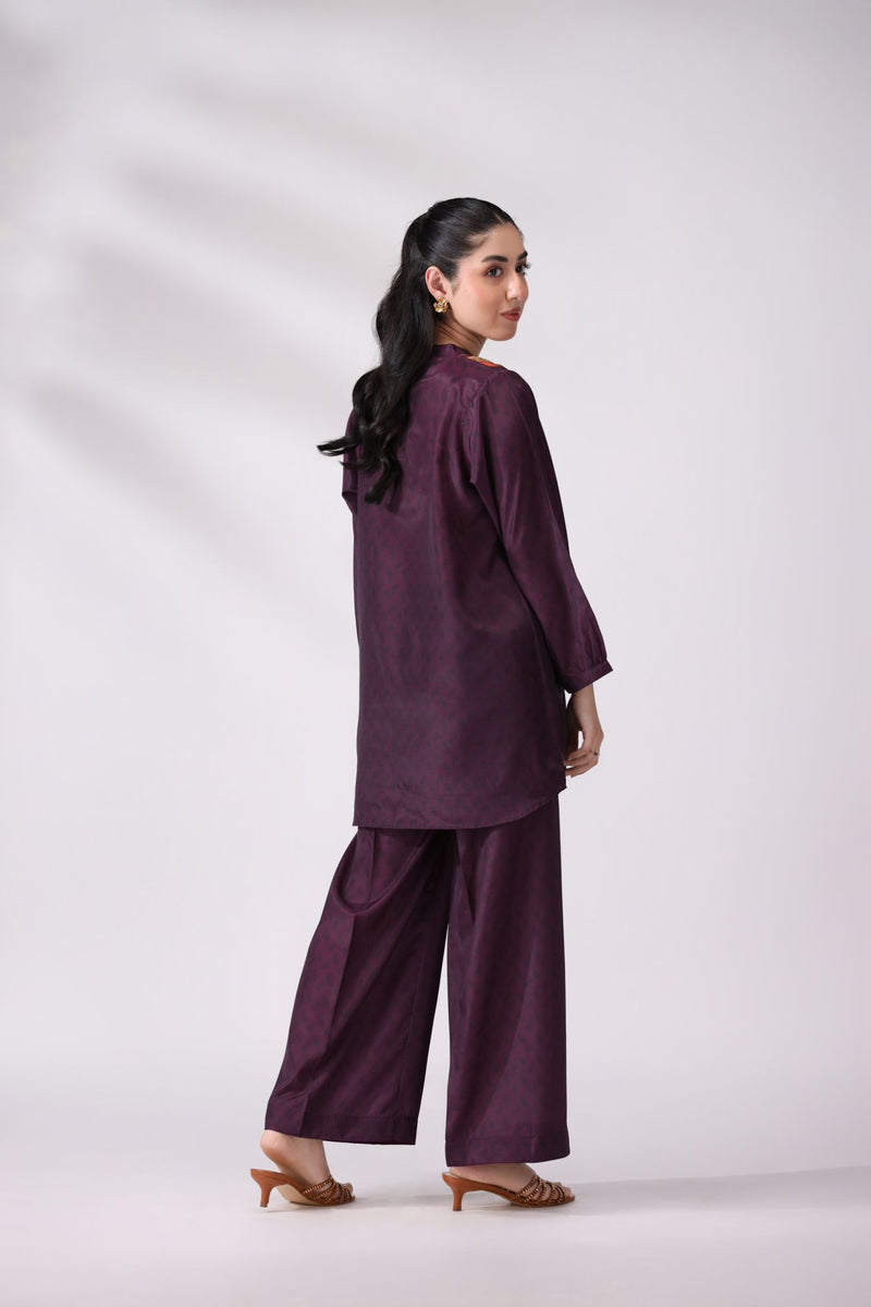 Regal Plum Crepe Silk Co-ord Set LDM5