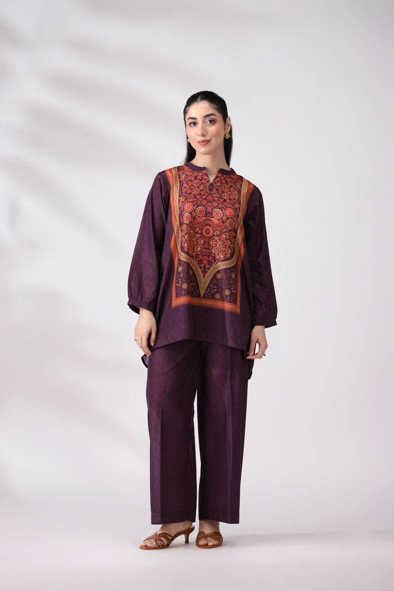 Regal Plum Crepe Silk Co-ord Set LDM5