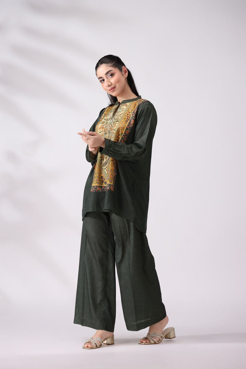 Elegant Green Crepe Silk Co-ord Set LDM6