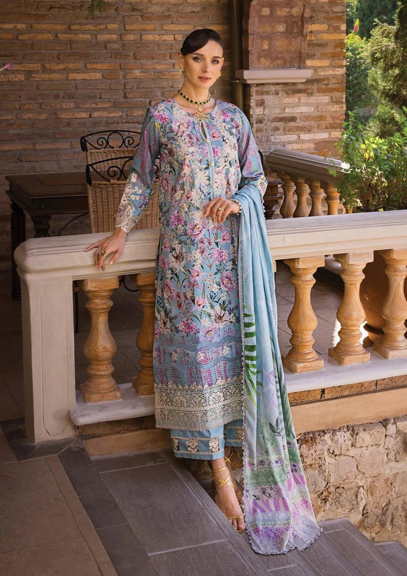 ELAF CHIKANKARI LAWN OCEAN BLUE ECT-03A