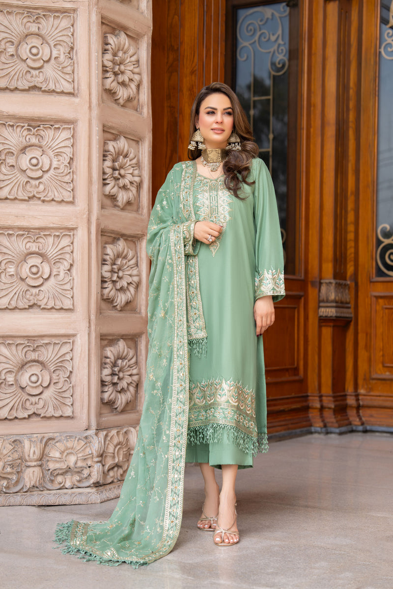 3PC READY TO WEAR RAW SILK DRESS BY GUL WARUN GRS16