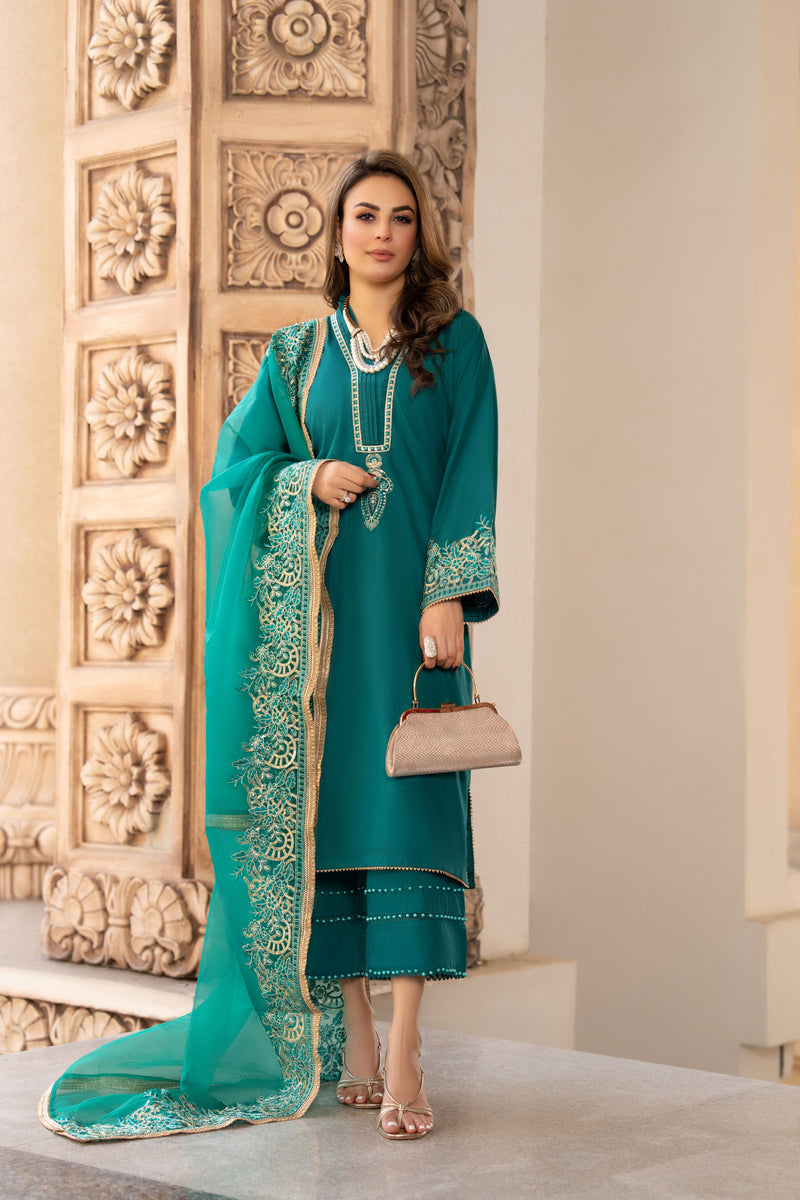 3PC READY TO WEAR RAW SILK DRESS BY GUL WARUN GRS11