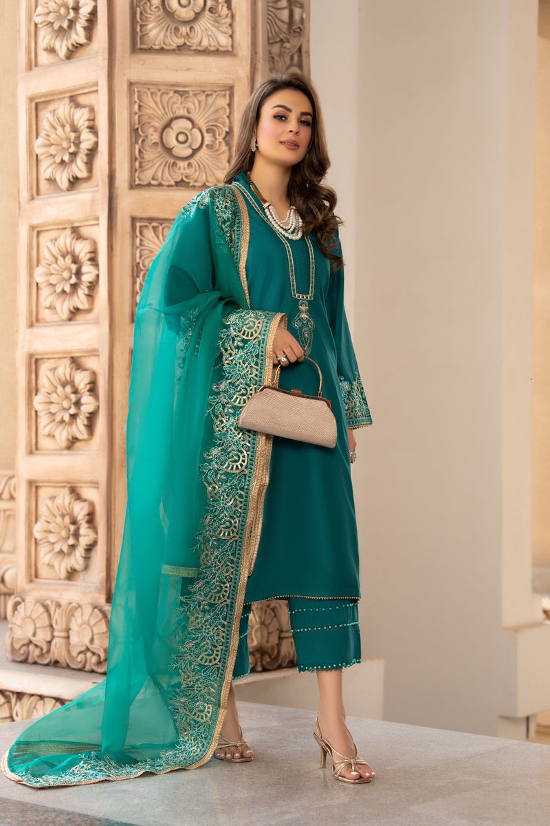 3PC READY TO WEAR RAW SILK DRESS BY GUL WARUN GRS11