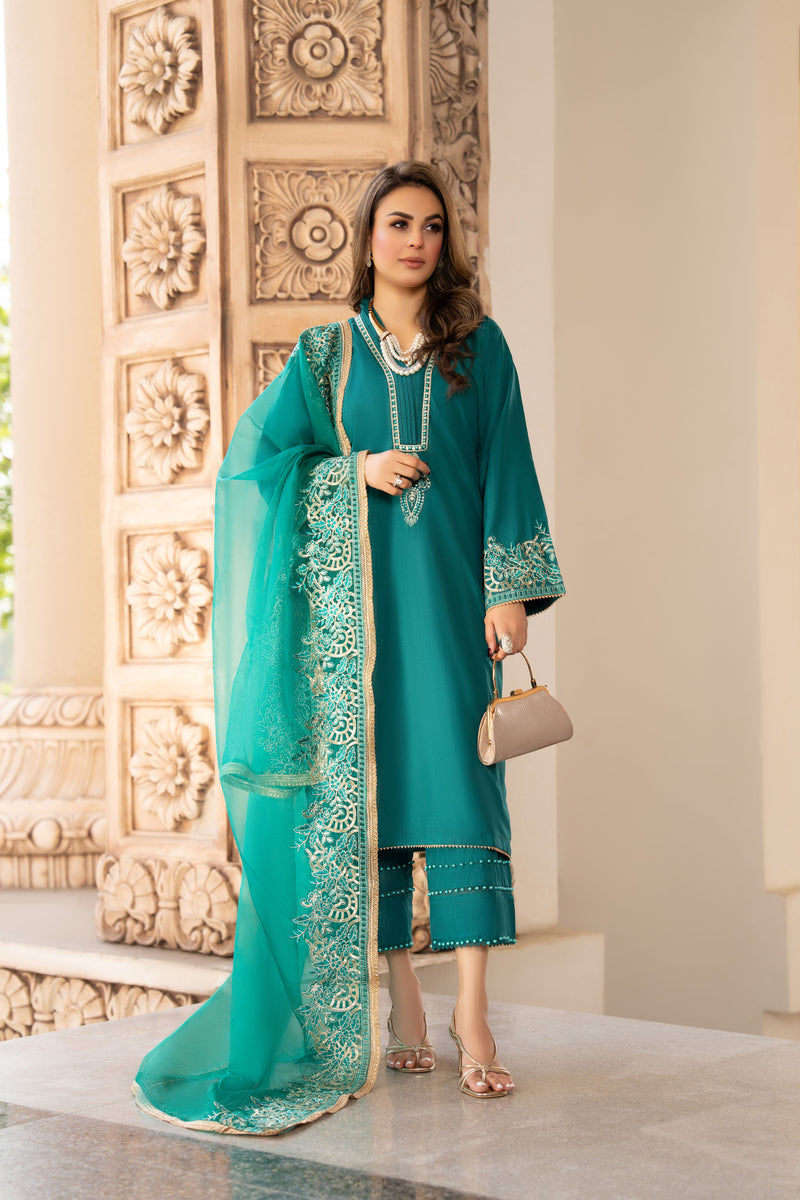 3PC READY TO WEAR RAW SILK DRESS BY GUL WARUN GRS11