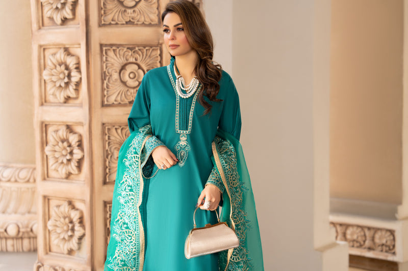 3PC READY TO WEAR RAW SILK DRESS BY GUL WARUN GRS11