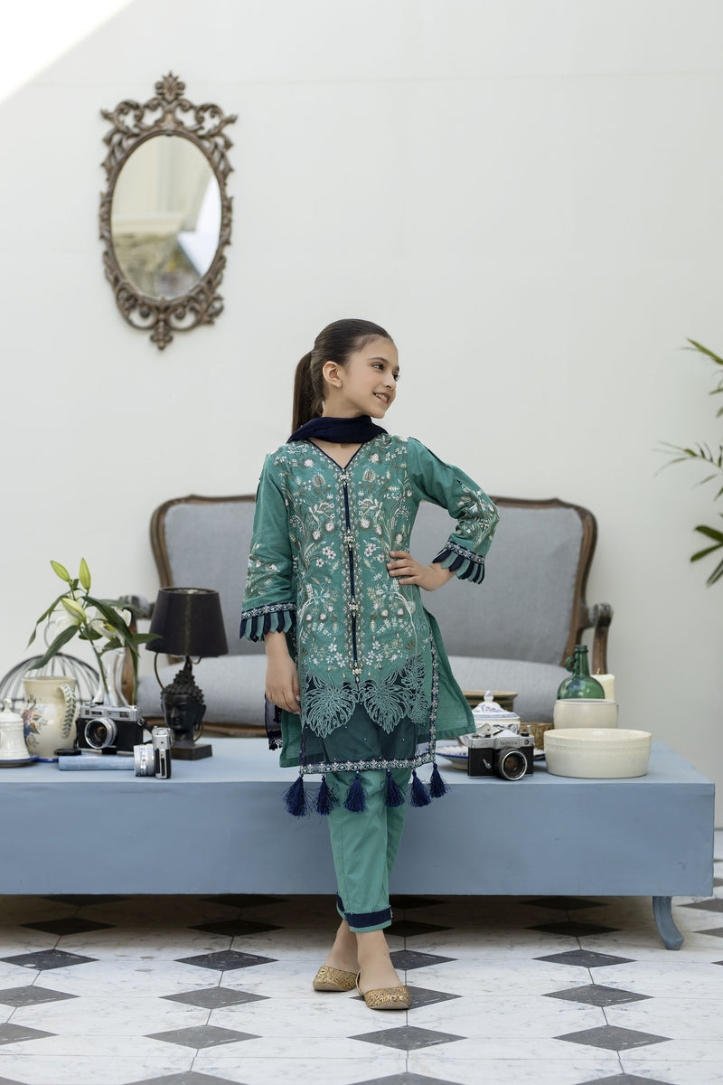 SAFFRON JACQUARD LAWN GIRLS COLLECTION BY MONA SMEG1