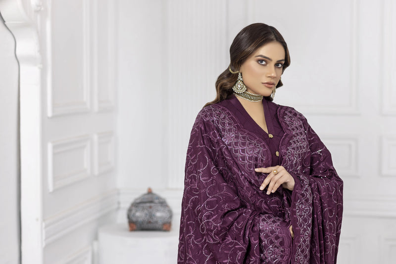 SOFIA KHAS WINTER LINEN EMBROIDERED SHAWL DRESS 01