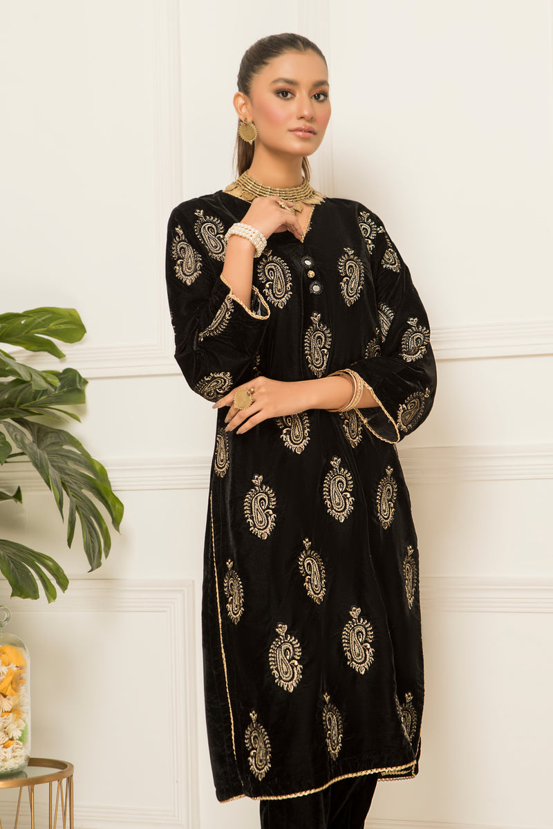 Velvet Embroidered Ready to Wear 2 Pcs Dress by Aabpara 01