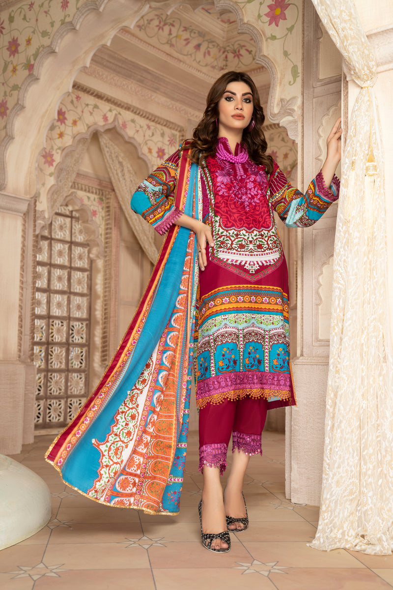 Wool Shawl with Khadar Embroidered Dress by Aabpara 05