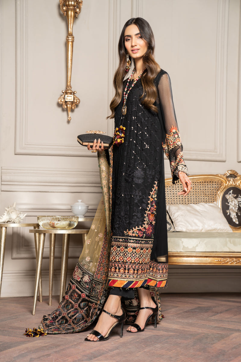Luxury Formal Chiffon Embroidered Collection by Aleezay 07