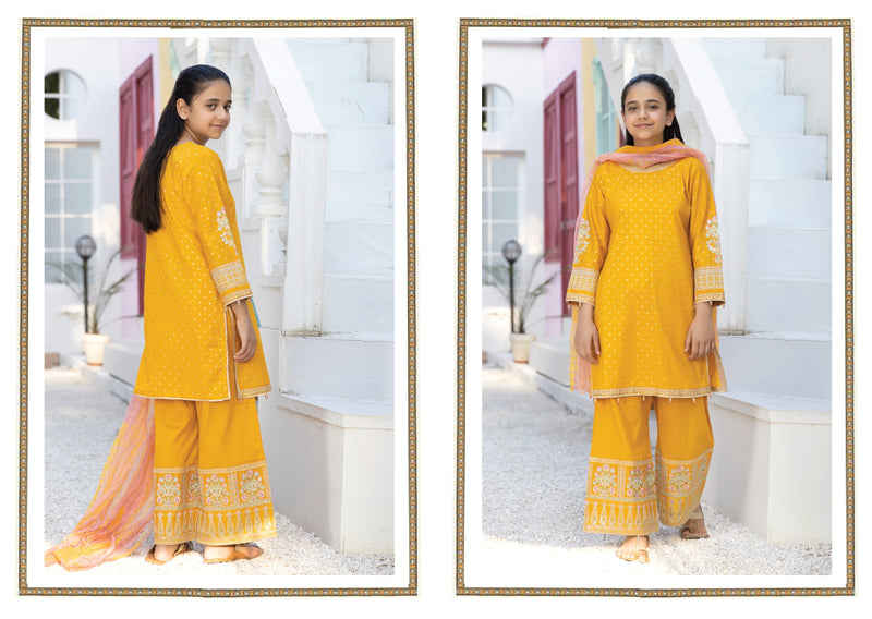 Kids Eid Ready To Wear 3 Pcs Embroidered Lawn Collection 10