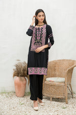 Winter 2 Pcs Linen Embroidered Dress by Hemline 08