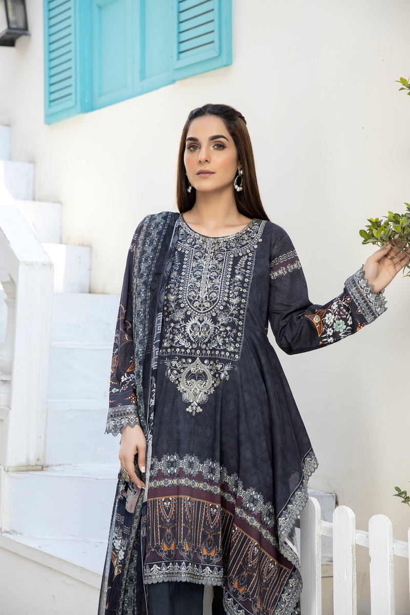 Ready To Wear 3 Pcs Embroidered Lawn Collection by Mona 07