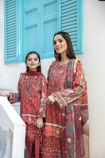 Kids Ready To Wear 3 Pcs Embroidered Lawn Collection by Mona 09