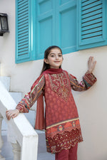 Kids Ready To Wear 3 Pcs Embroidered Lawn Collection by Mona 09