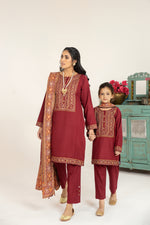 MONA KIDS EMBROIDERED DHANAK DRESS 07