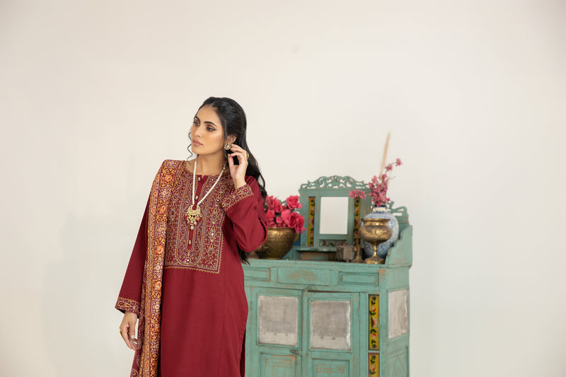 MONA EMBROIDERED DHANAK DRESS 07