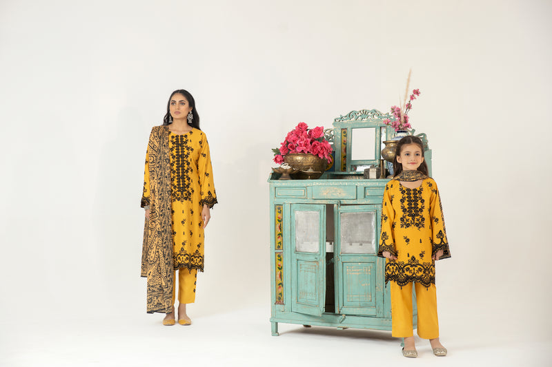 MONA KIDS EMBROIDERED DHANAK DRESS 05