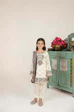 MONA KIDS EMBROIDERED DHANAK DRESS 01