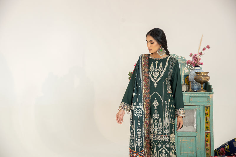 MONA EMBROIDERED DHANAK DRESS 10