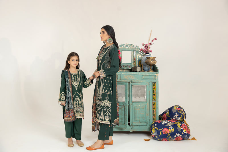 MONA KIDS EMBROIDERED DHANAK DRESS 10