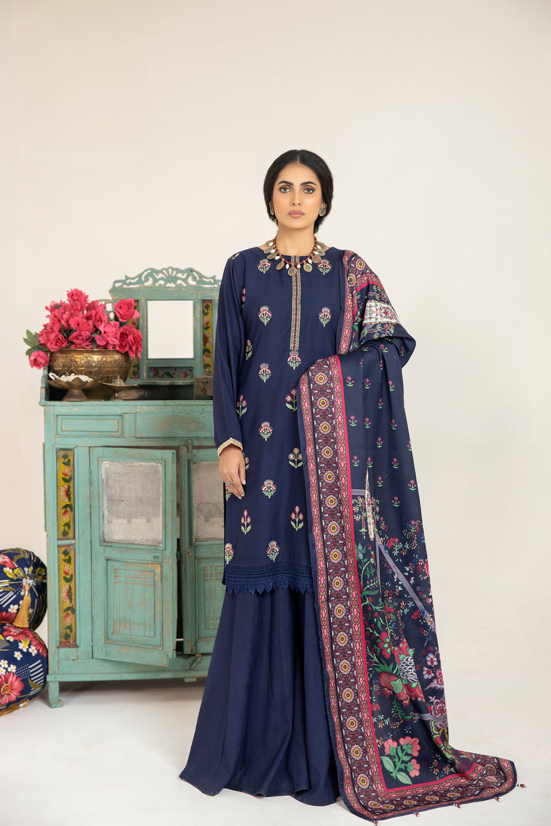 MONA EMBROIDERED DHANAK SHARARAH DRESS 04