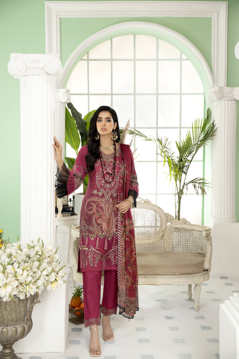 Ready To Wear 3 Pcs Embroidered Lawn Collection by Mona 03