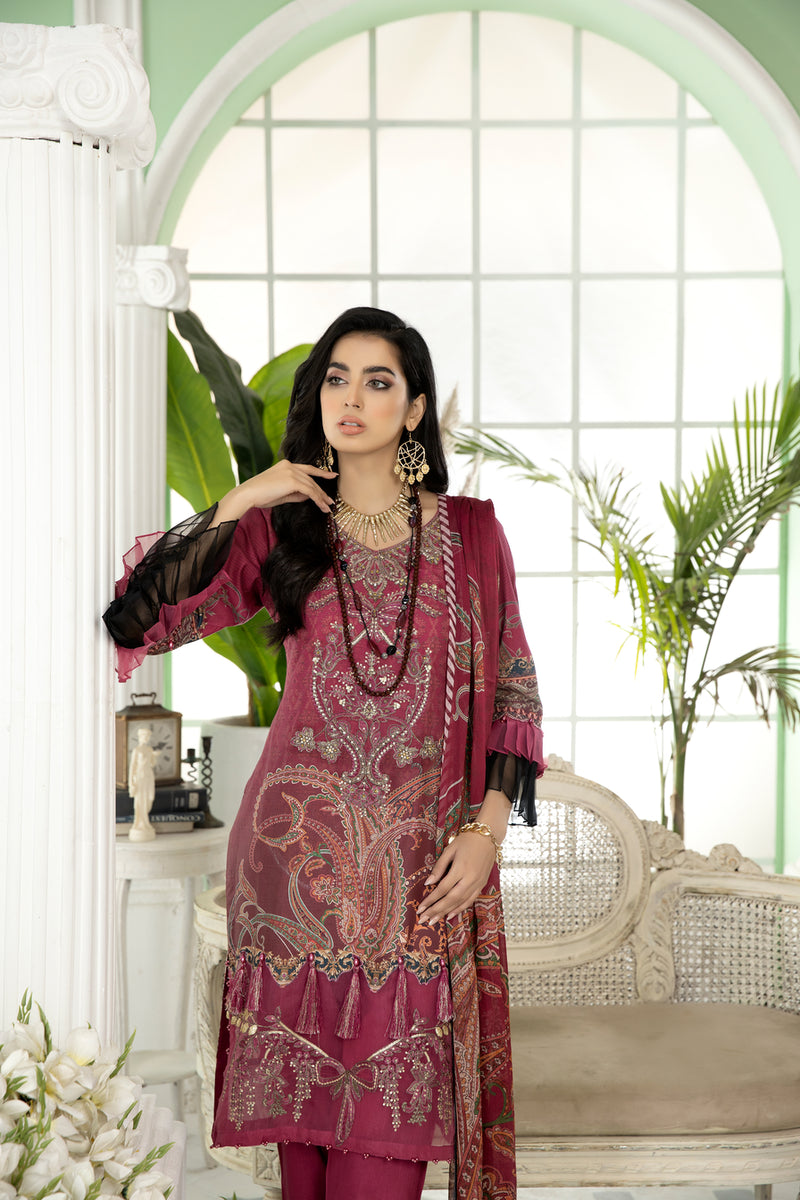 Ready To Wear 3 Pcs Embroidered Lawn Collection by Mona 03