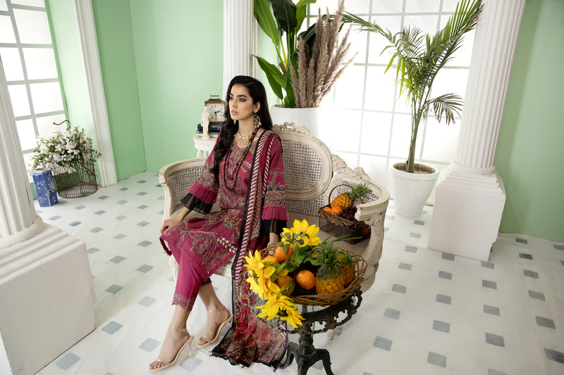 Ready To Wear 3 Pcs Embroidered Lawn Collection by Mona 03