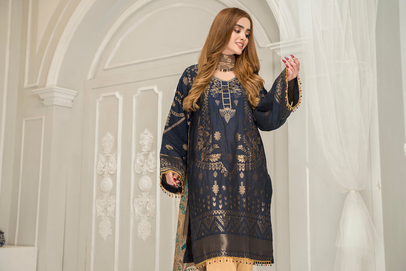 Winter Jacquard 3 Pcs Embroidered Collection by Zimal 08