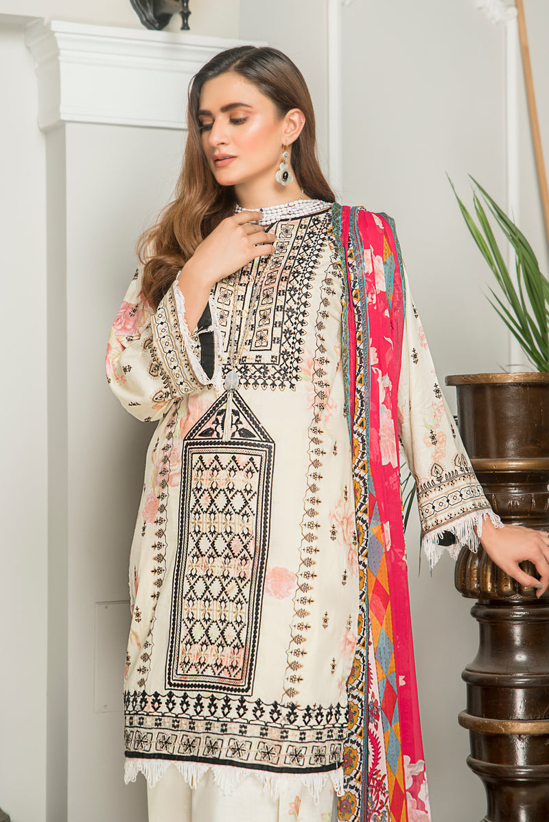 Ready to Wear 3 Pcs Lawn Embroidered Dress by Aabpara 08