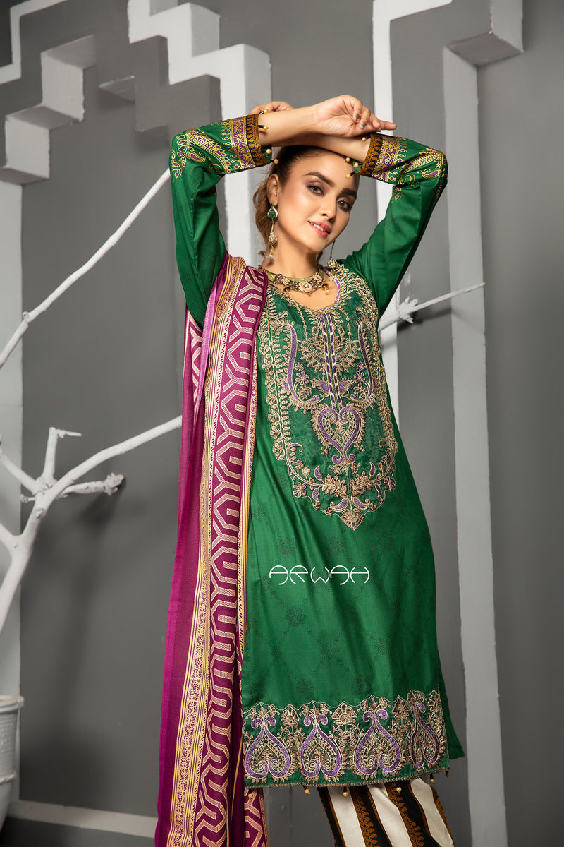 Winter Ready to Wear 3Pcs Embroidered Collection by Arwah 07