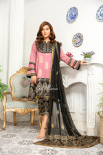 Block Printed 3 Pcs Ready to Wear Embroidered Dress