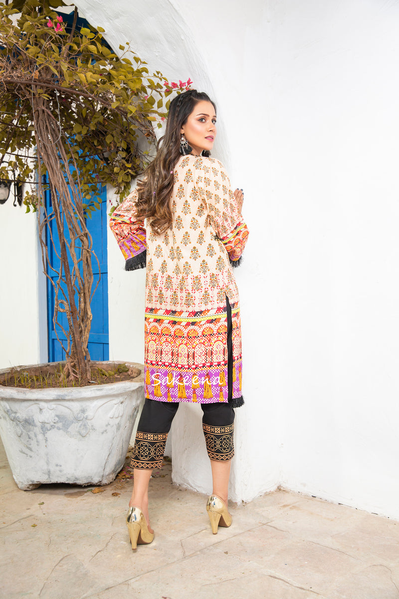2pc Linen Ready to Wear Dress by Sakeena Hasan