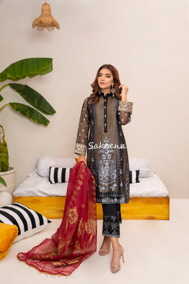 Silk Block Printed Ready to Wear Dress by Sakeena Hasan 04