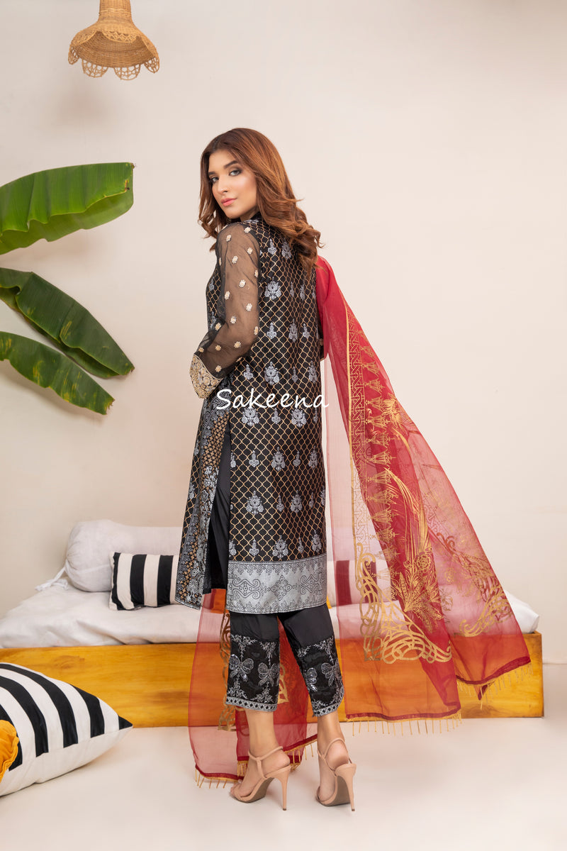 Silk Block Printed Ready to Wear Dress by Sakeena Hasan 04