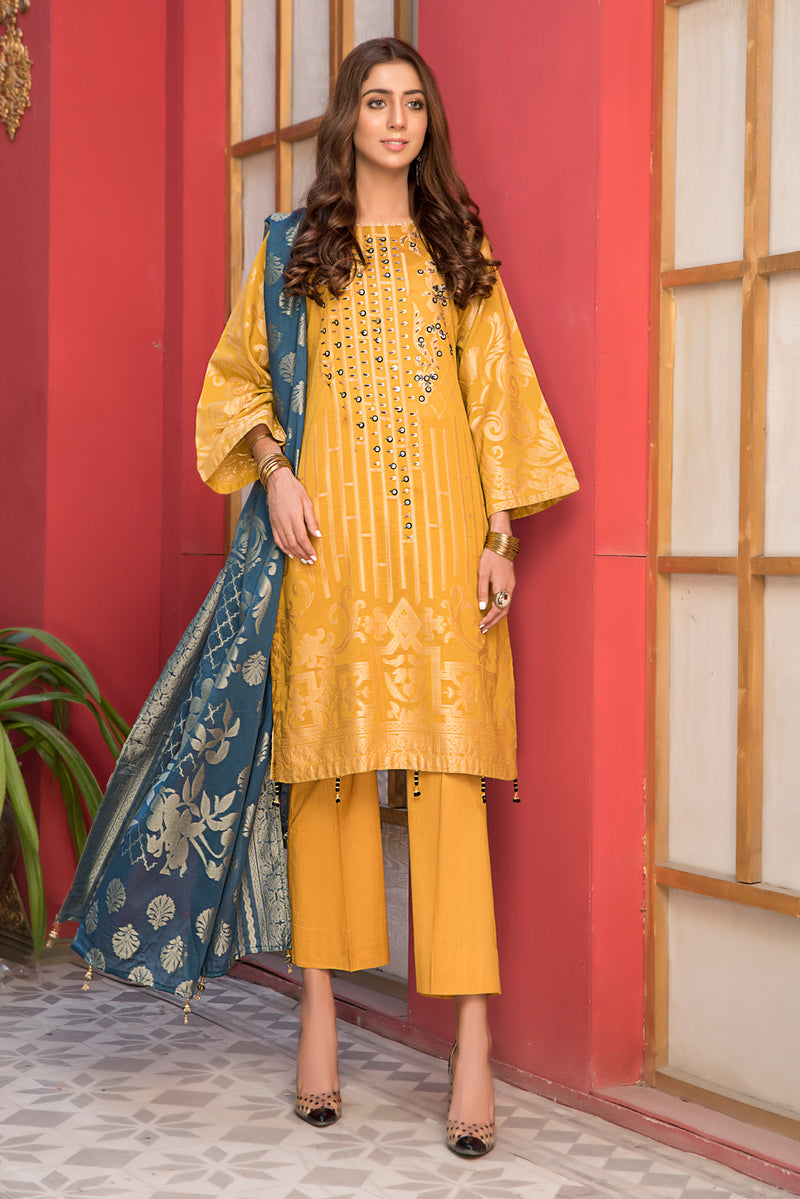 Jacquard Lawn Ready to Wear Dress with Handwork by Zaiwa 07