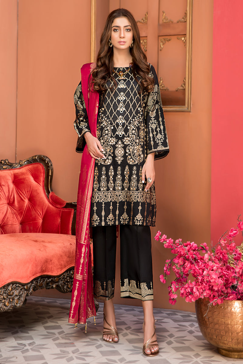 Jacquard Lawn Ready to Wear Dress with Handwork by Zaiwa 09